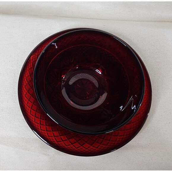 Luminarc Cristal D' Arques Durand Antique Ruby Red 8" Salad Plates Set of 6 - Picture 8 of 10